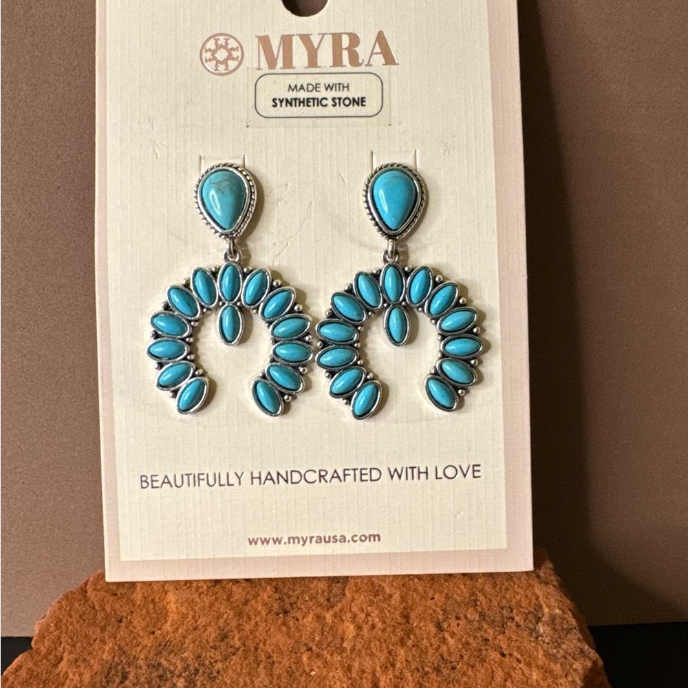 NWT Myra Bag Turquoise Silver "Squash Blossom Spree" Earrings